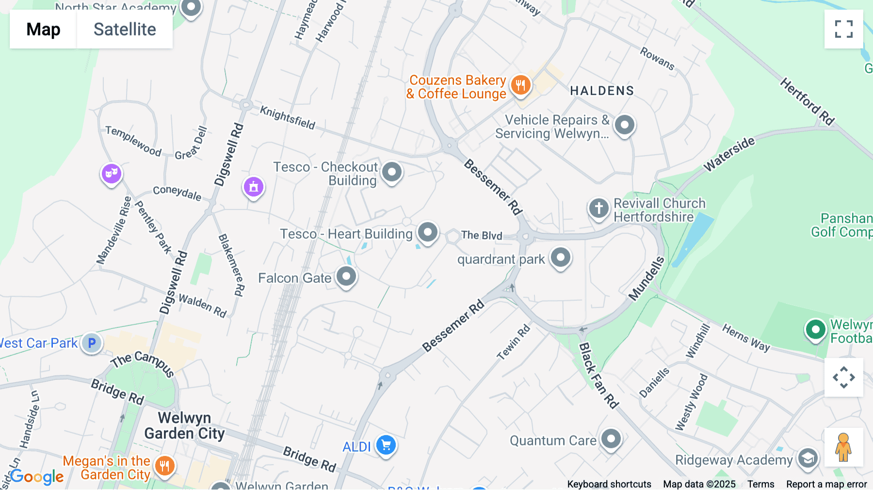 Click for interative map of 2 Falcon gate, Shire Park, Welwyn Garden City, Hertfordshire, Welwyn Garden City