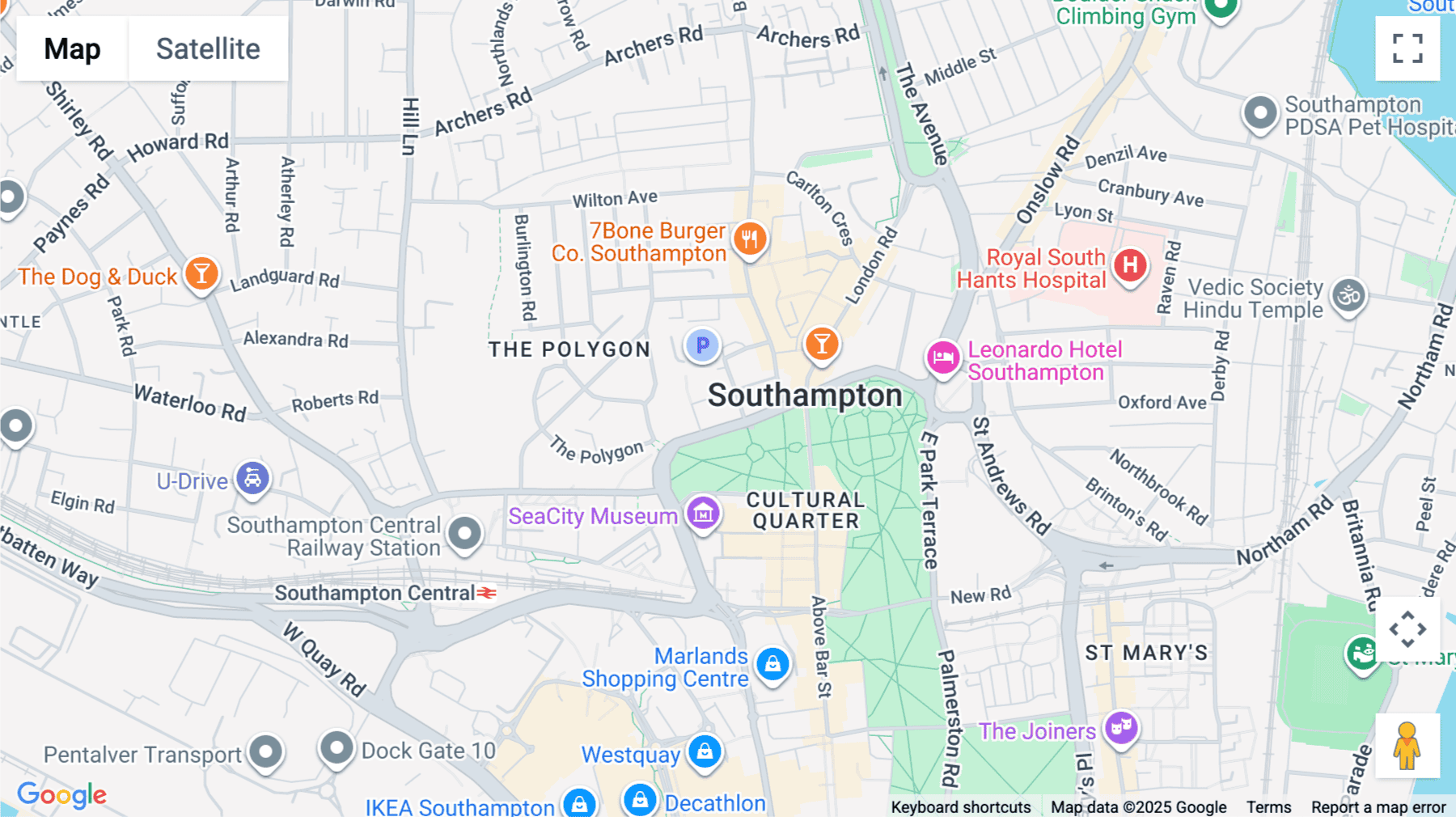 Click for interative map of Cumberland House, Grosvenor Square, Southampton, Southampton