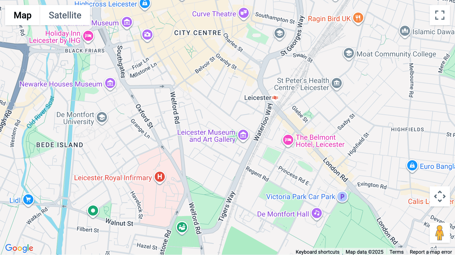 Click for interative map of Provincial House, 37 New Walk, Leicester