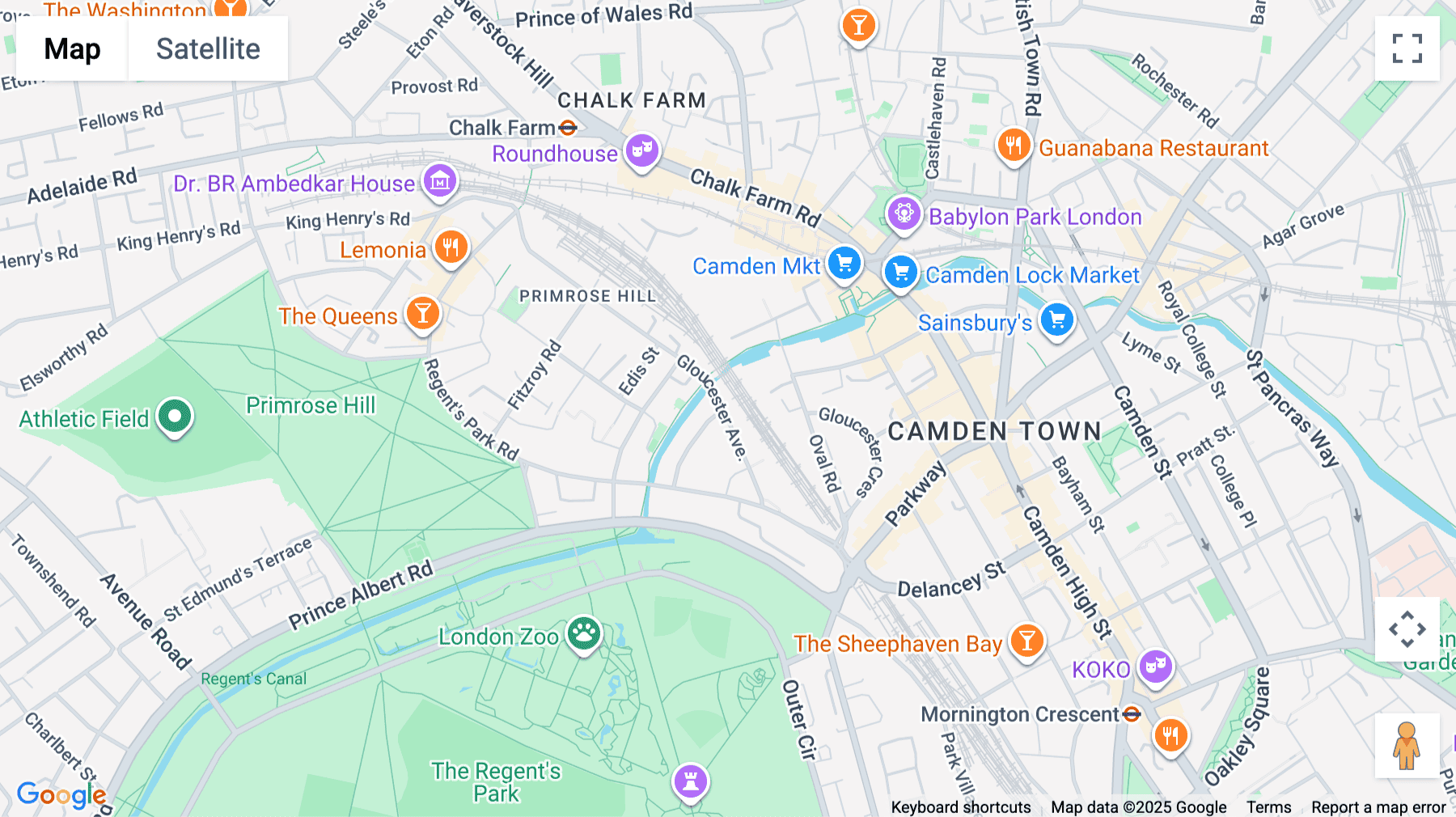 Click for interative map of 36 Gloucester Avenue, Primrose Hill, London
