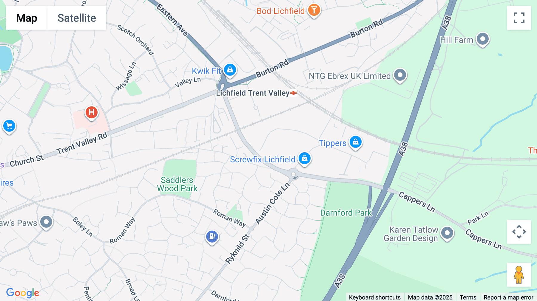 Click for interative map of 64 Britannia Way, Lichfield, Lichfield