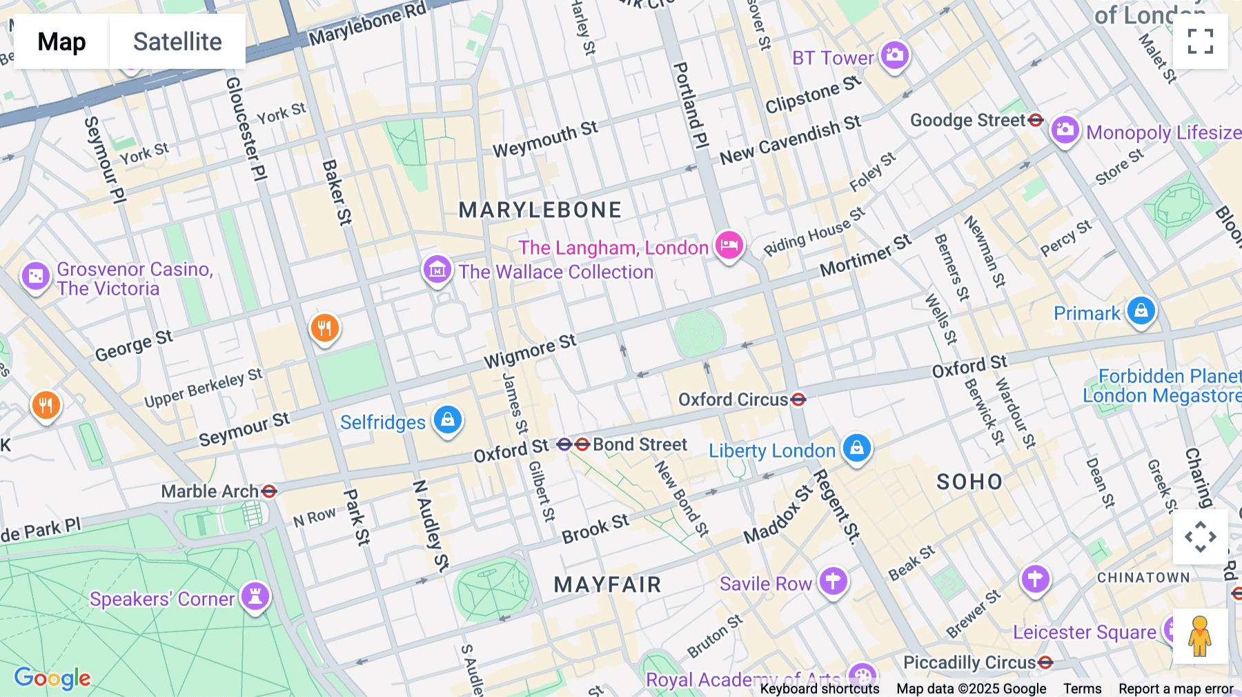 Click for interative map of 91 Wimpole Street, London