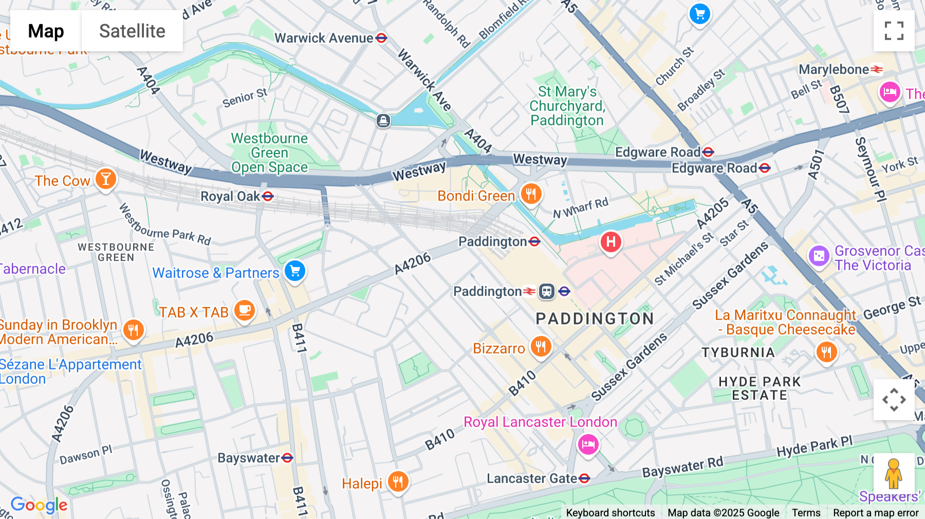 Click for interative map of 2 Eastbourne Terrace, Paddington, London