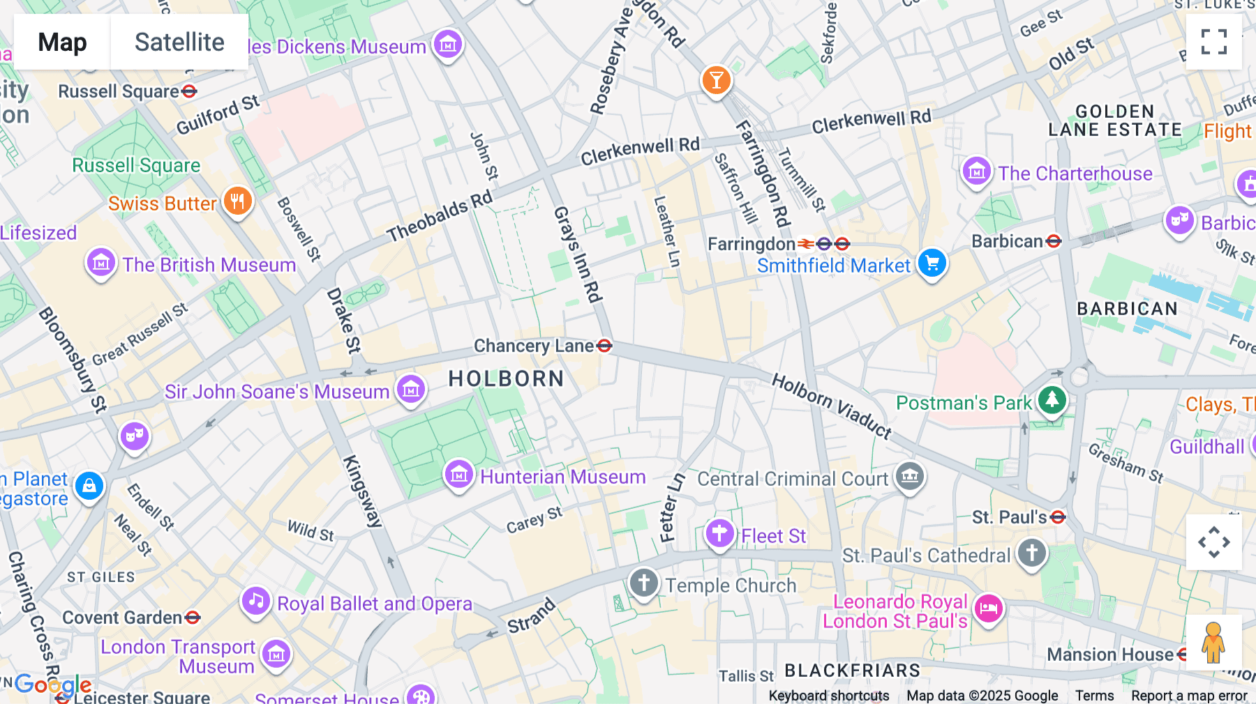 Click for interative map of Waterhouse Square, 138 Holborn, London