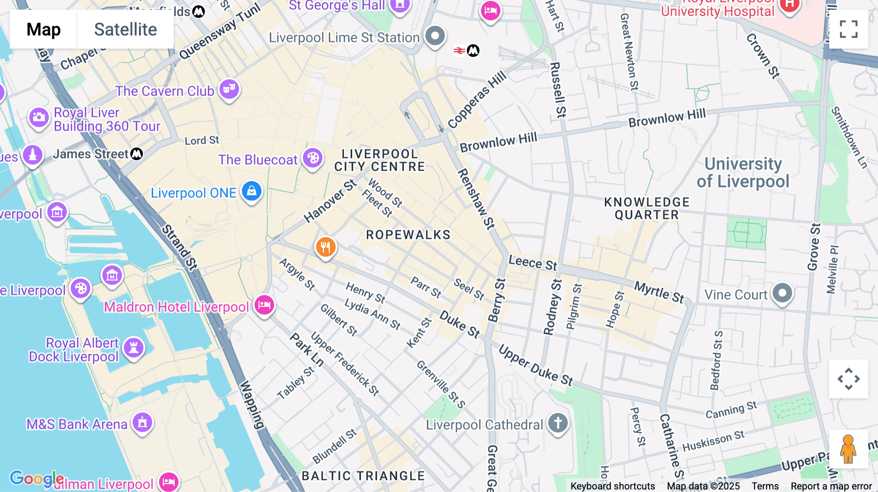 Click for interative map of Tea Factory, Wood Street, Ropewalks, Liverpool