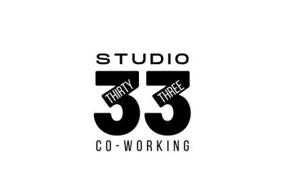 Studio 33 Co-Working logo in black and white.