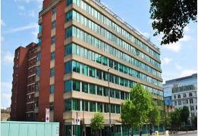 Exterior view of the multi-story brick and glass building at 230 Blackfriars Road, London.