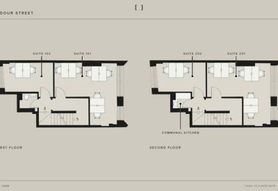 Detailed architectural floor plan showing office layouts.