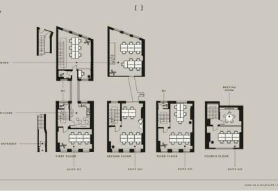 Detailed floor plan showing the layout of multiple office levels.