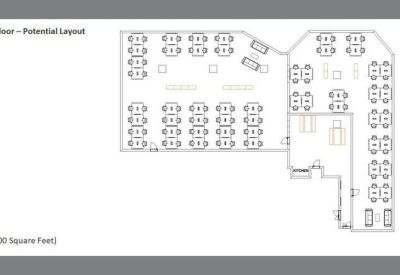 First floor potential layout diagram for 6,000 square feet.