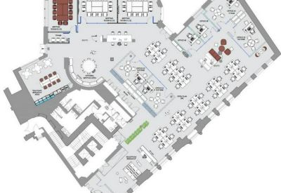 Detailed floor plan illustrating the office layout and furniture placement.