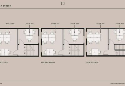 Floor plan diagram showing the layout of the first, second, and third floors.