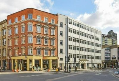 Exterior view of the brick and white facade at 60 Goswell Road.