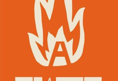 Orange logo for Altallama Espacio Colectivo featuring a white flame and the letter A.