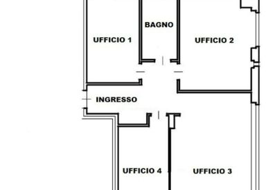 Detailed floor plan of the office suite at 3 Via Tommaso Nani, Sondrio, Italy.