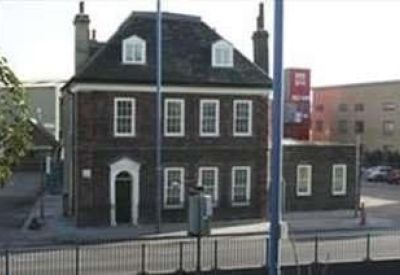 Exterior view of the brick building at 43-45 Gillender Street, Tower Hamlets.