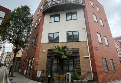 Exterior view of the brick facade and entrance at 44 Copperfield Street, South Bank, Southwark, London.