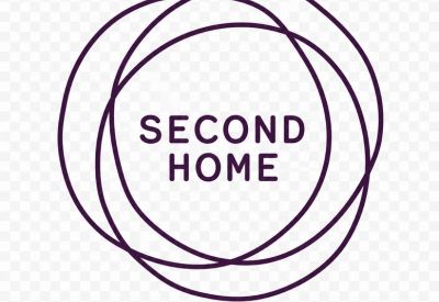 Second Home brand logo with purple concentric hand-drawn circles.