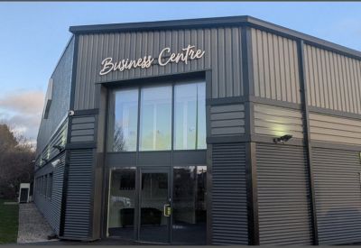 Marketing flyer for office and trade counter space with building exterior image.