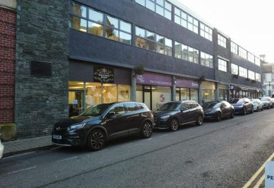 Exterior view of Ulverston Business Centre with parked cars