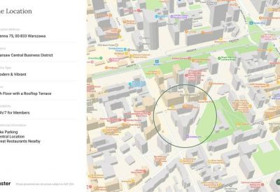 Information page with a map and location details for the building.