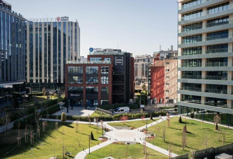 Exterior view of the modern glass and brick building at 51, Cherni vrah Boulevard, Sofia.