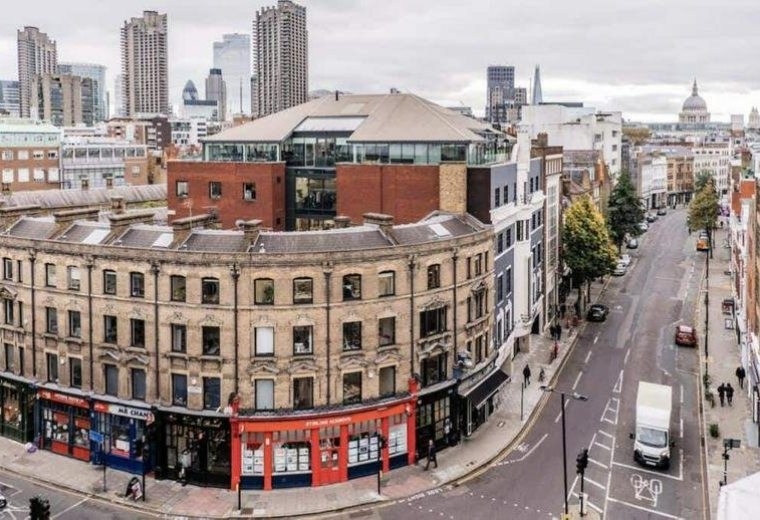 Exterior view of the historic brick building at 80, Clerkenwell Road, London.