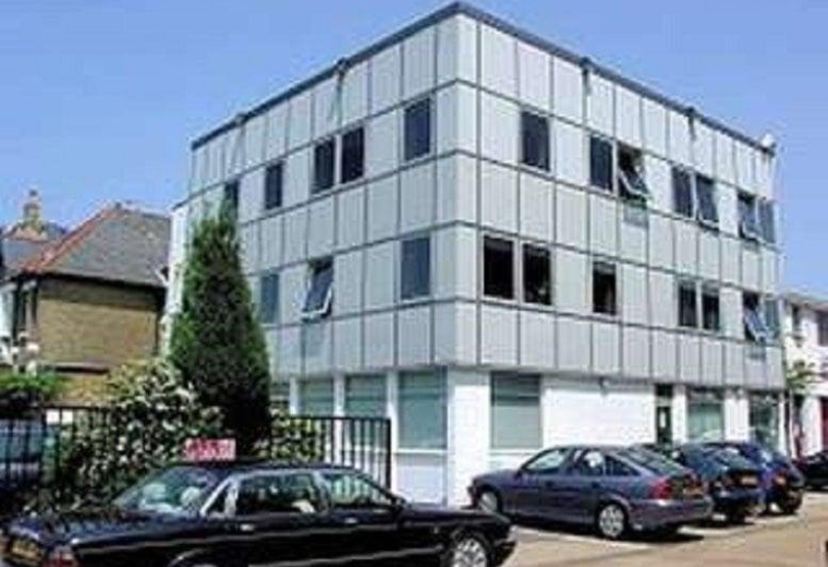 Exterior view of the modern, grid-facade Crest House, 102, 104 Church Road.