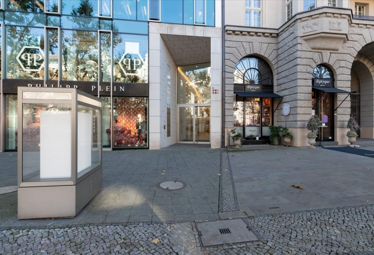 Exterior view of the classic and modern building facade at Berlin - Kurfürstendamm 195, Brandenburg.