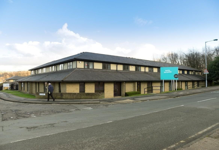 Exterior view of the brick facade at Park View Court, St Paul’s Road, Shipley, Yorkshire.