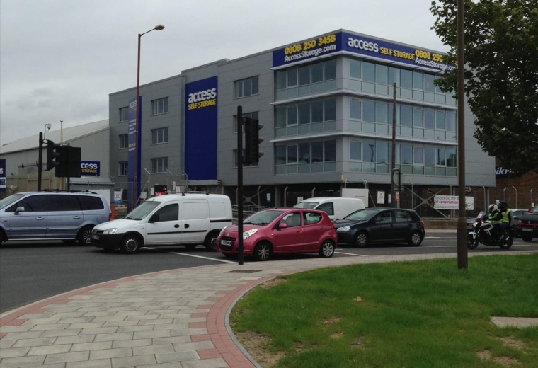 Exterior view of the multi-story facade at Unit 1 Meridian Trading Estate, 20 Bugsby’s Way.
