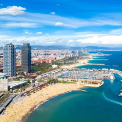 Barcelona Spain beach aerial view