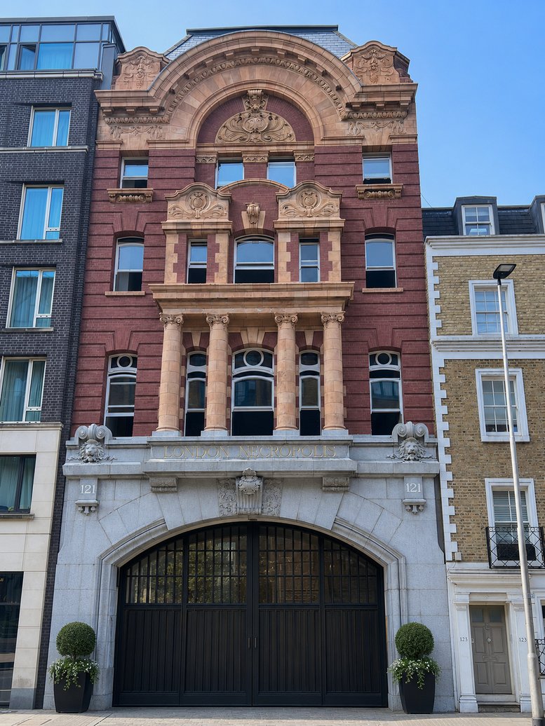 Grand historic red brick exterior of Westminster Bridge House featuring a large stone archway.