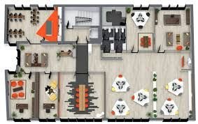 Colorful open-plan workspace at 186 Regent Street with vibrant breakout areas and modern workstations.