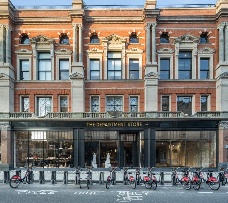 Ornate brick exterior of The Department Store at 248 Ferndale Road with large ground floor windows.