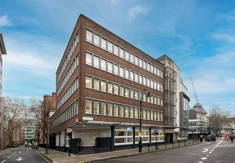 Exterior view of the brick-faced office building at 69-73, Theobalds Road.