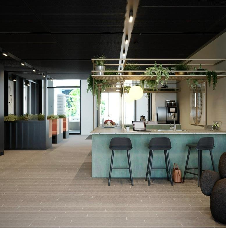 Spacious communal bar and lounge area at 133 Park Street, The Forge, Bankside.