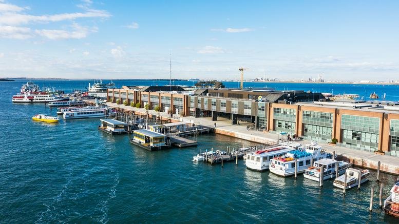 Exterior view of the Palazzo Isola Nova, 36 Isola Nova del Tronchetto building along the Venice waterfront.