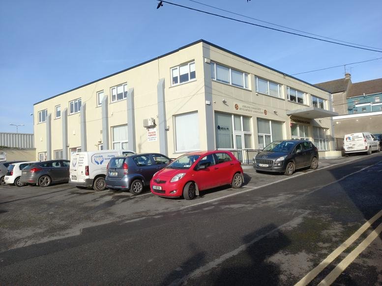 Exterior view of the building on Ball Alley Lane.
