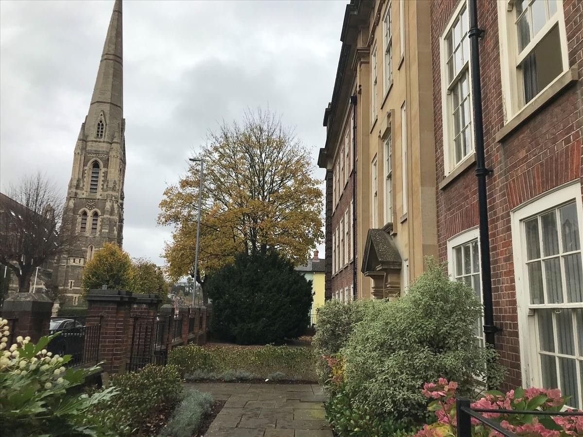 Exterior view of the historic red brick facade at County House, St Mary’s Street.