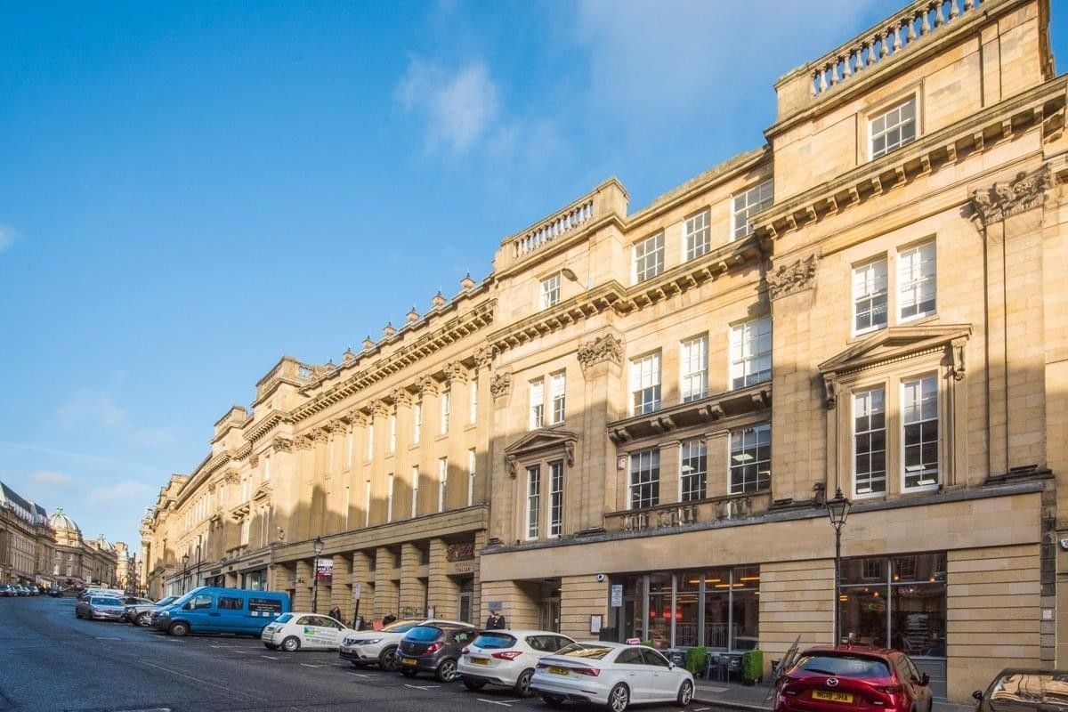 Exterior view of the historic stone facade of Gainsborough House on Grey Street.