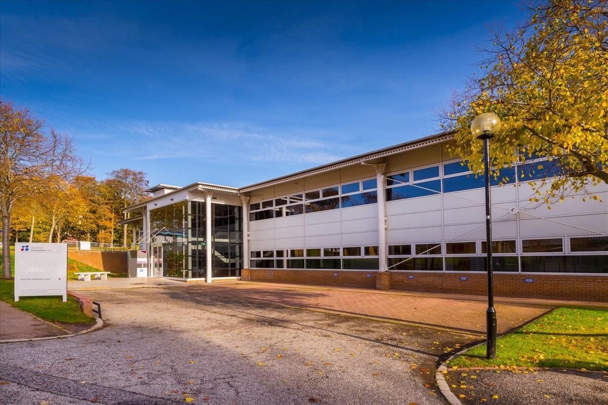 Exterior view of the low-rise glass and brick building at Kettock Lodge, Aberdeen Innovation Park.