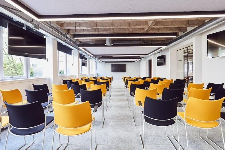 Spacious auditorium-style meeting room at No. 1 Circle Square, Oxford Road, Manchester, Greater Manchester.
