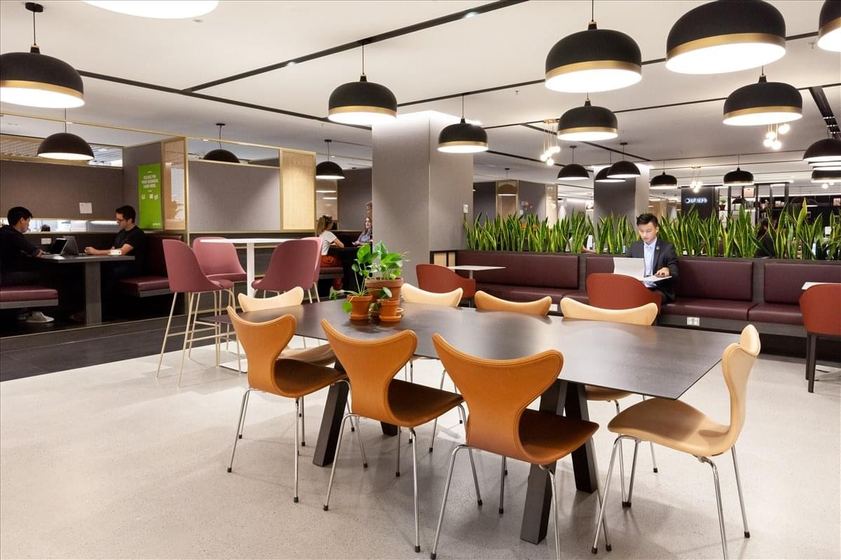 Spacious communal lounge at the Court of Justice, Rue aux Laines 68-72, Brussels.