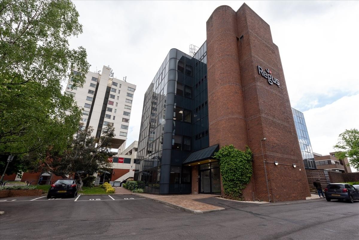 Exterior view of the modern brick and glass facade building at 1 Elmfield Park, Bromley.