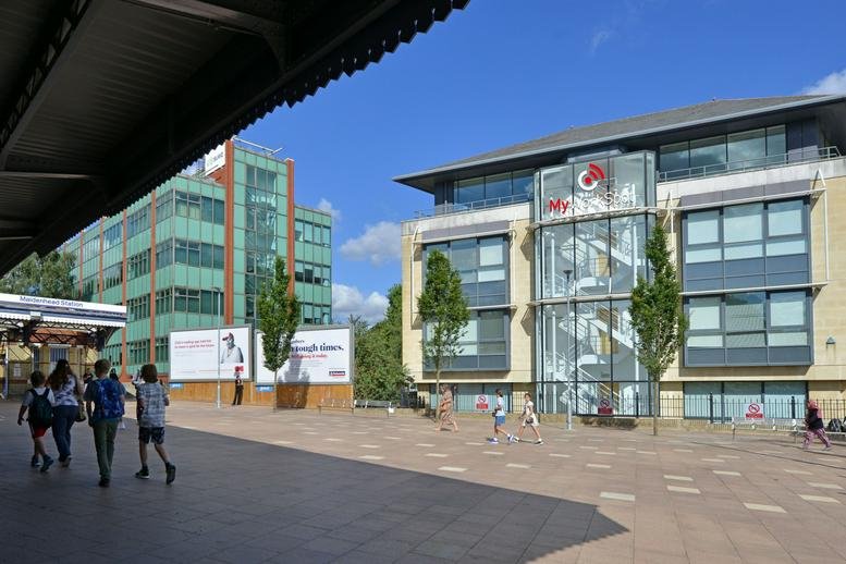 Exterior view of the contemporary office building at 1 Grenfell Rd.