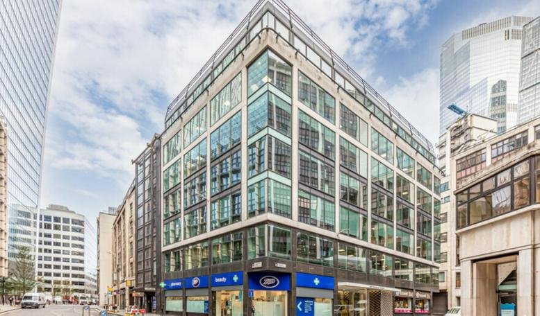 Glass-fronted exterior view of the multi-story commercial building at 140, Fenchurch Street, London.