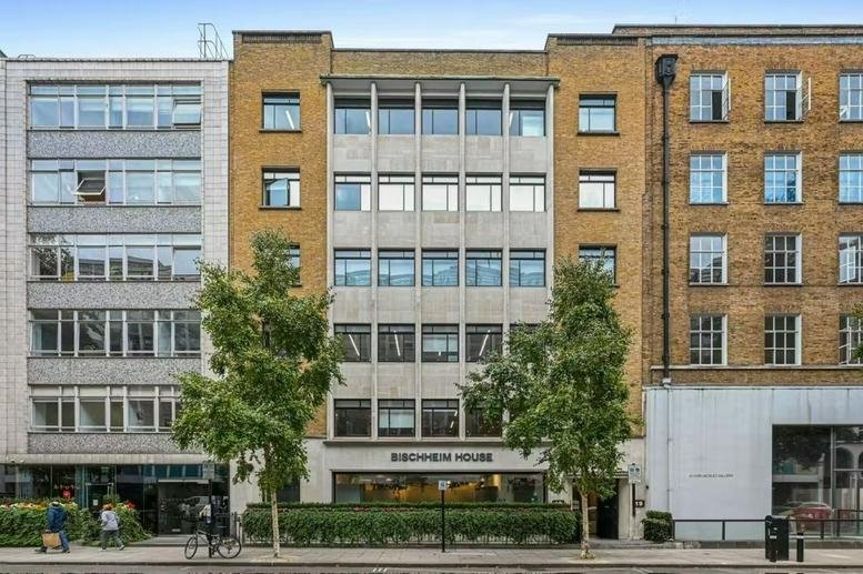 The brick and stone exterior facade of Berner's House at 19 Berners Street.