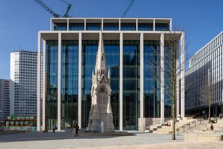 Exterior view of the modern stone and glass facade of 2 Chamberlain Square, Birmingham.