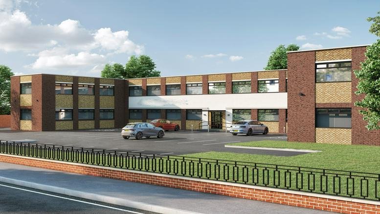 Exterior view of the brick and glass office building at 22 Plymouth Road, Blackpool.